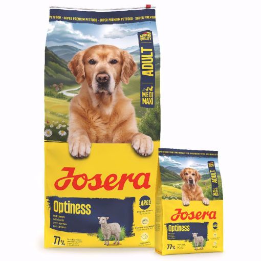 Josera Optiness with Chicken and Lamb for medium to large breed dogs with Cardiac and Joint support in 12.5kg and 3kg bags