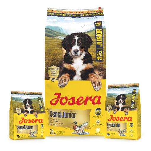 Josera Junior SensiJunior  for active puppies and junior dogs for healthy digestion and lots of energy in 12.5kg, 3kg and 0.9kg bags