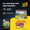 Josera Mini Adult Lamb for small breed dogs needing a grain-free diet with a single source of meat protein product features