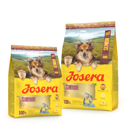 Josera Mini Senior Salmon grain-free complete dry food with single meat protein 3kg and 0.9kg bags
