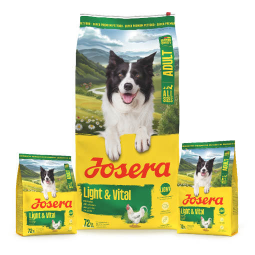Josera All Sizes Adult Light & Vital for overweight dogs or dogs prone to obesity in 12.5kg, 3kg and 0.9kg bags