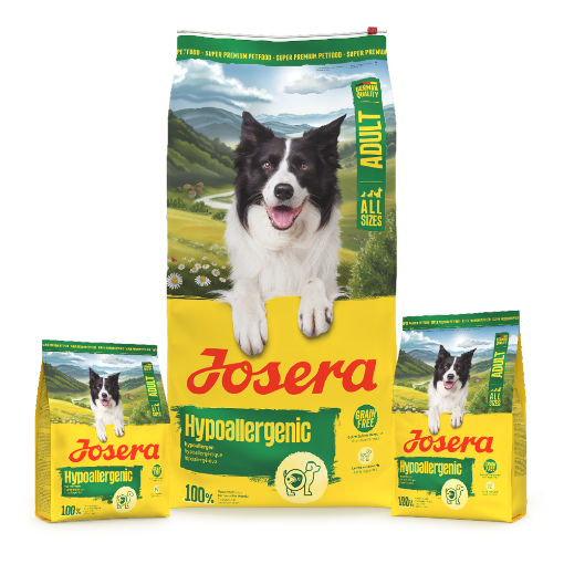 Josera Adult Hypoallergenic grain-free single insect meat protein complete food for all adult and senior dogs 12.5kg, 3kg and 0.9kg bags